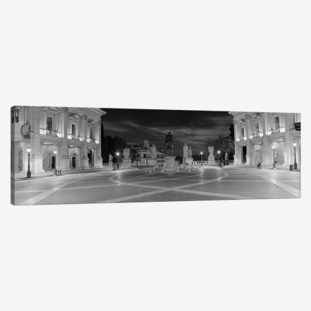 Marcus Aurelius Statue at a town square, Piazza del Campidoglio, Capitoline Hill, Rome, Italy (black & white) Canvas Print #PIM8797bw} by Panoramic Images Canvas Wall Art