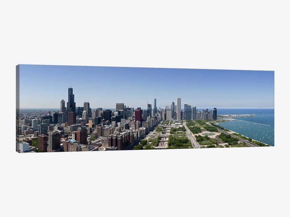 City skyline from south end of Grant Park, Chicago, Lake Michigan, Cook County, Illinois 2009 by Panoramic Images 1-piece Canvas Art