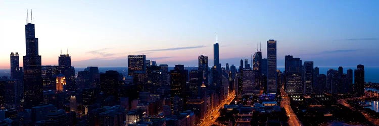 High angle view of a city at dusk, Chicago, Cook County, Illinois, USA 2009