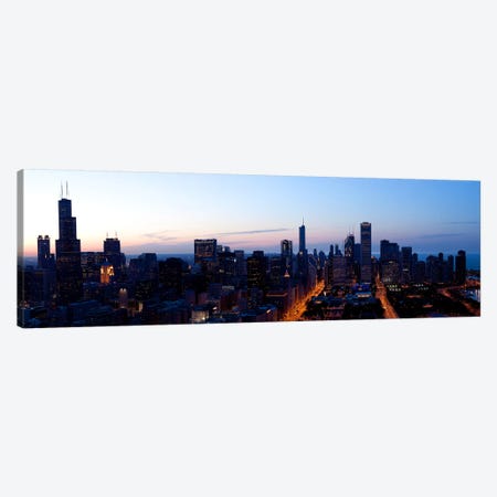 High angle view of a city at dusk, Chicago, Cook County, Illinois, USA 2009 Canvas Print #PIM8820} by Panoramic Images Canvas Print