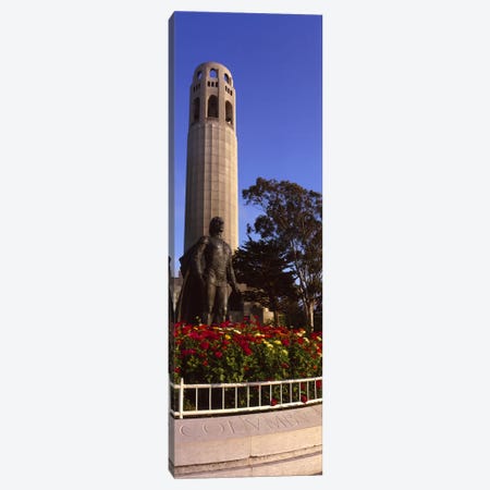 Statue of Christopher Columbus in front of a tower, Coit Tower, Telegraph Hill, San Francisco, California, USA Canvas Print #PIM8822} by Panoramic Images Canvas Print