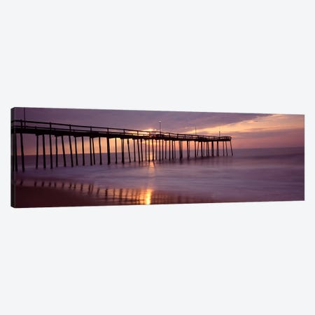 Cloudy Sunset Over A Pier, Ocean City, Worcester County, Maryland, USA Canvas Print #PIM8827} by Panoramic Images Canvas Artwork