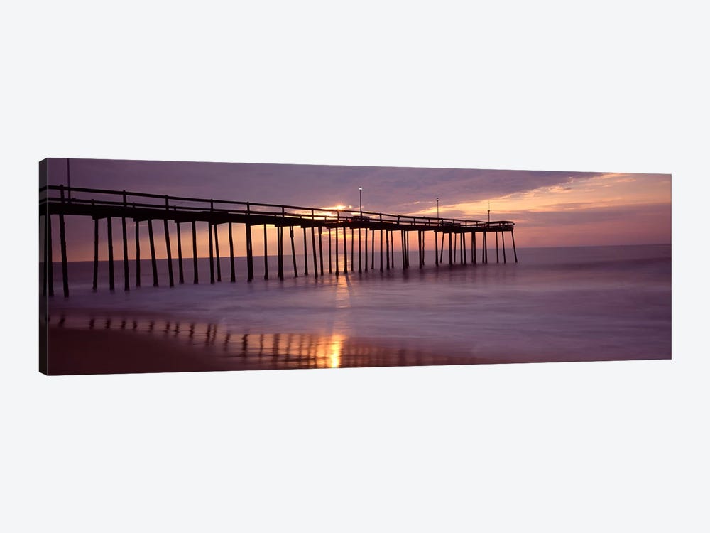 Cloudy Sunset Over A Pier, Ocean City, Worcester County, Maryland, USA by Panoramic Images 1-piece Canvas Art Print