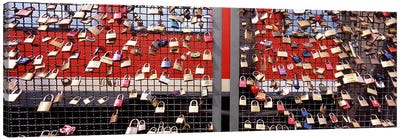 Locks of Love on a fence, Hohenzollern Bridge, Cologne, North Rhine Westphalia, Germany Canvas Art Print