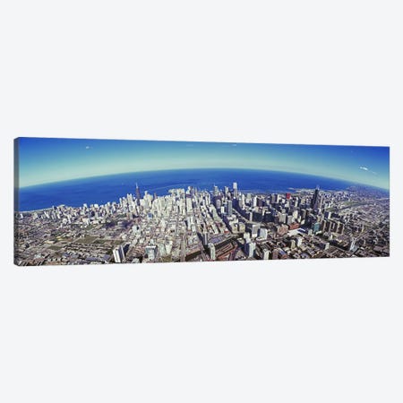 Aerial view of a cityscape with lake in the background, Sears Tower, Lake Michigan, Chicago, Illinois, USA #2 Canvas Print #PIM8840} by Panoramic Images Canvas Art Print