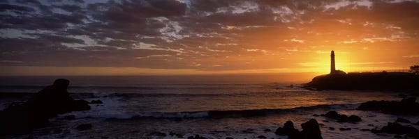 Ocean Sunrises & Sunsets: Lighthouse at sunset, Pigeon Point Lighthouse, San Mateo County, California, USA by Panoramic Images