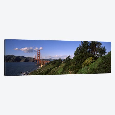 Suspension bridge across the bay, Golden Gate Bridge, San Francisco Bay, San Francisco, California, USA Canvas Print #PIM8845} by Panoramic Images Canvas Artwork