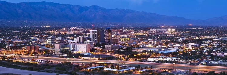 City lit up at dusk, Tucson, Pima County, Arizona, USA 2010