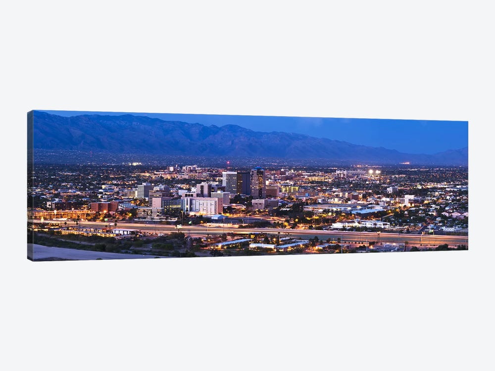 City lit up at dusk, Tucson, Pima County, Arizona, USA 2010 by Panoramic Images 1-piece Canvas Print