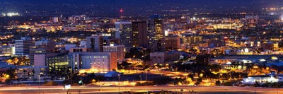City lit up at night, Tucson, Pima County, Arizona, USA by Panoramic Images canvas print