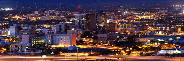 Tucson: City lit up at night, Tucson, Pima County, Arizona, USA by Panoramic Images
