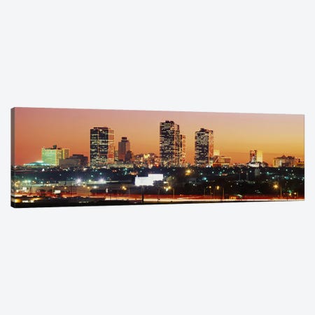 Buildings lit up at dusk, Fort Worth, Texas, USA #2 Canvas Print #PIM8858} by Panoramic Images Canvas Art