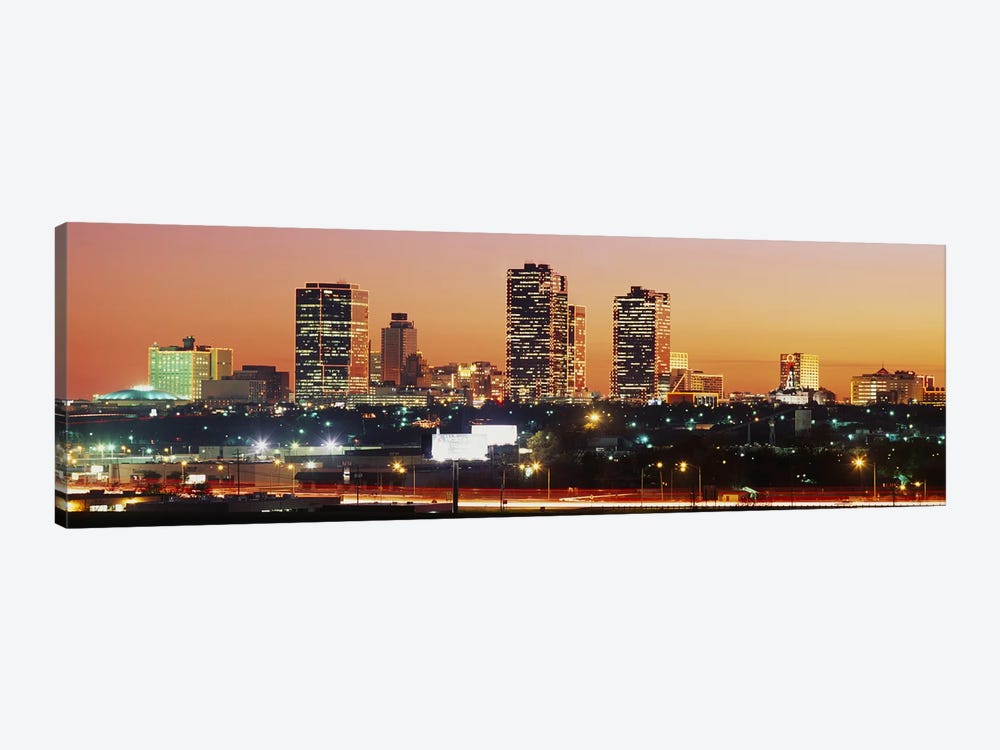 Buildings lit up at dusk, Fort Worth, Texas, USA #2 by Panoramic Images 1-piece Canvas Print