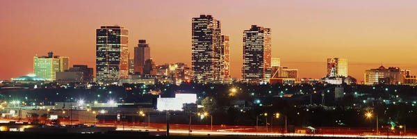 City Sunrises & Sunsets: Buildings lit up at dusk, Fort Worth, Texas, USA #2 by Panoramic Images