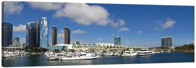 Buildings in a city, San Diego Convention Center, San Diego, Marina District, San Diego County, California, USA Canvas Art Print - Harbor & Port Art