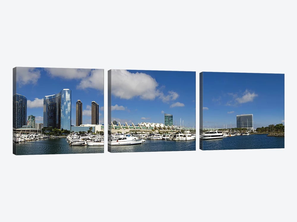 Buildings in a city, San Diego Convention Center, San Diego, Marina District, San Diego County, California, USA by Panoramic Images 3-piece Canvas Wall Art