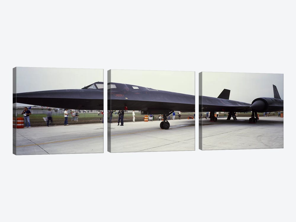 Lockheed SR-71 Blackbird on a runway by Panoramic Images 3-piece Canvas Wall Art