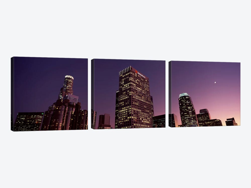 Skyscrapers in a city, City of Los Angeles, California, USA 2010 by Panoramic Images 3-piece Canvas Artwork