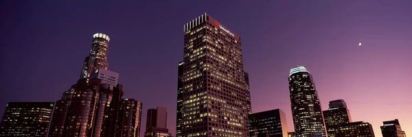 Los Angeles Skylines: Skyscrapers in a city, City of Los Angeles, California, USA 2010 by Panoramic Images
