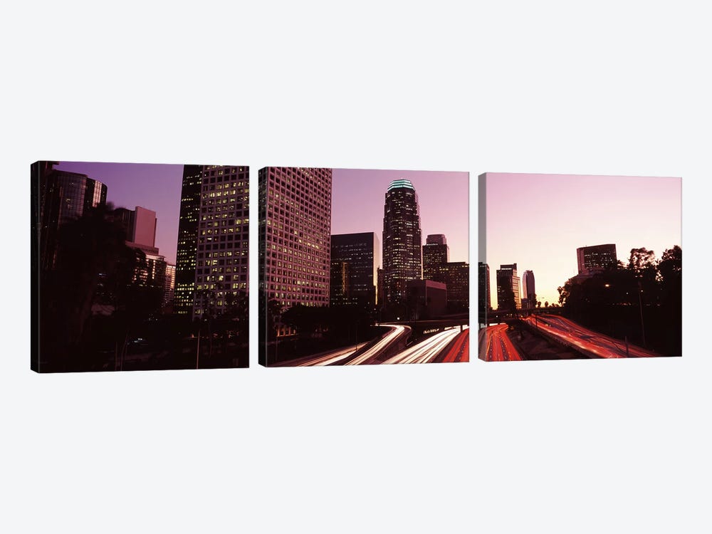 Skyscrapers in a city, City of Los Angeles, California, USA 2010 #3 by Panoramic Images 3-piece Canvas Wall Art