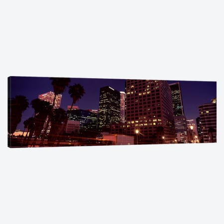 Buildings lit up at night, City of Los Angeles, California, USA Canvas Print #PIM8887} by Panoramic Images Canvas Art