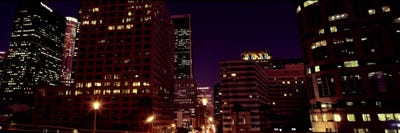 Buildings lit up at night, City of Los Angeles, California, USA #2 by Panoramic Images framed canvas print