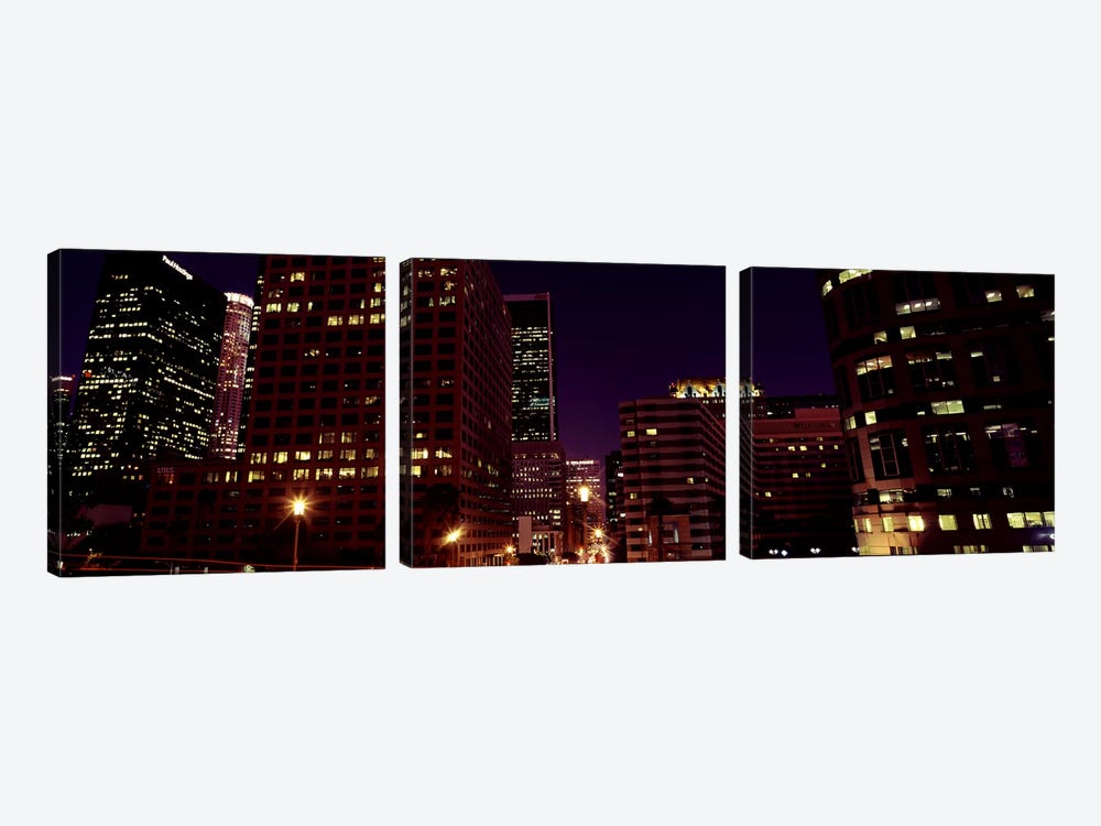 Buildings lit up at night, City of Los Angeles, California, USA #2 by Panoramic Images 3-piece Art Print