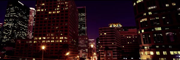 Los Angeles: Buildings lit up at night, City of Los Angeles, California, USA #2 by Panoramic Images