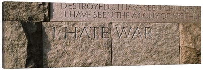 Text engraved on stones at a memorial, Franklin Delano Roosevelt Memorial, Washington DC, USA Canvas Art Print - Monument Art