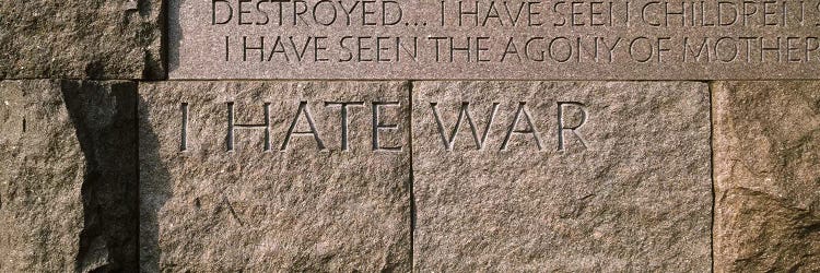 Text engraved on stones at a memorial, Franklin Delano Roosevelt Memorial, Washington DC, USA