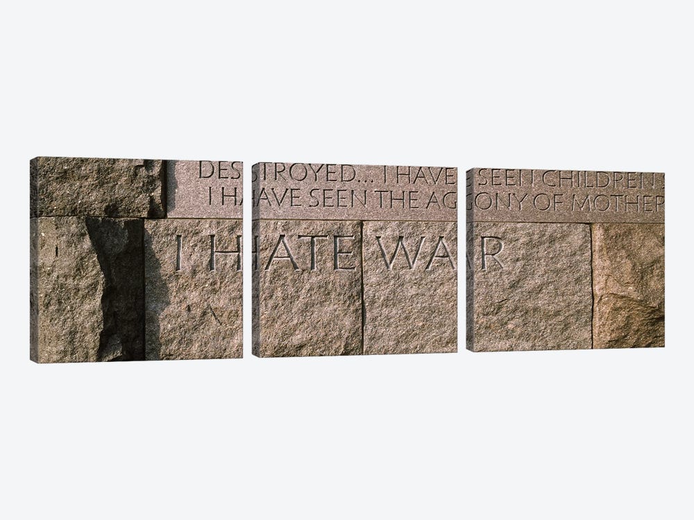 Text engraved on stones at a memorial, Franklin Delano Roosevelt Memorial, Washington DC, USA by Panoramic Images 3-piece Art Print