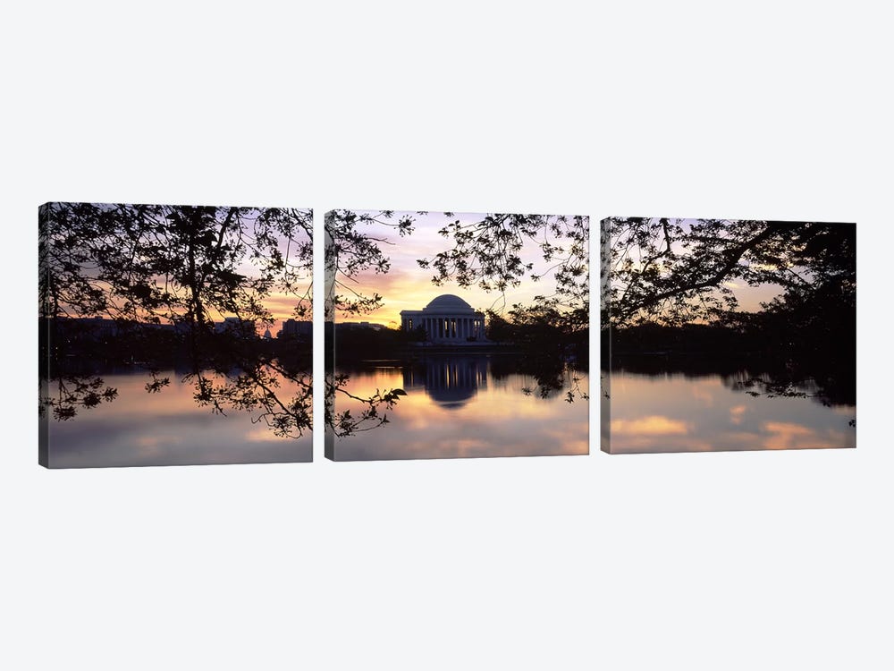 Memorial at the waterfront, Jefferson Memorial, Tidal Basin, Potomac River, Washington DC, USA #2 by Panoramic Images 3-piece Canvas Artwork