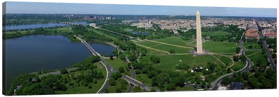 Aerial view of a monument, Tidal Basin, Constitution Avenue, Washington DC, USA Canvas Art Print - Washington D.C. Art