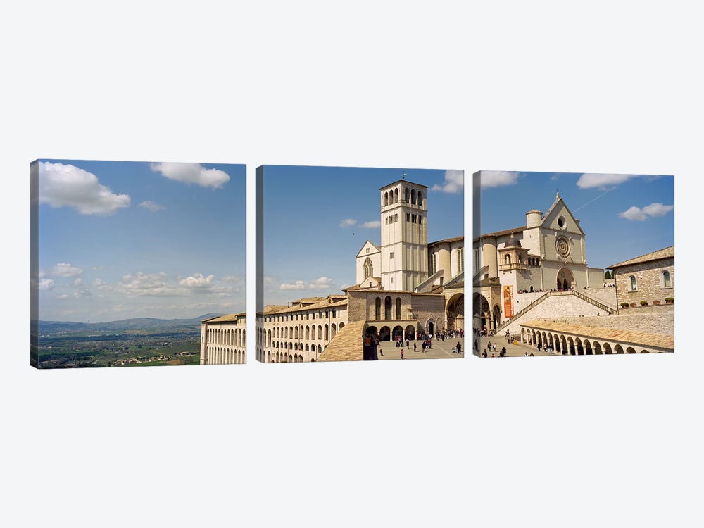 Tourists at a church, Basilica of San Francisco, Assisi, Perugia Province, Umbria, Italy by Panoramic Images 3-piece Canvas Print
