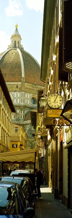 Cars parked in a street with a cathedral in the background, Via Dei Servi, Duomo Santa Maria Del Fiore, Florence, Tuscany, Italy