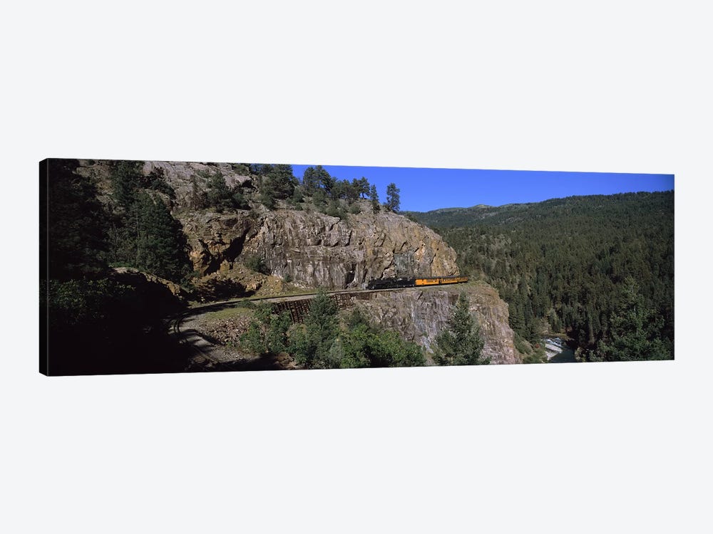 Train Traversing The "Highline" Above Animas Canyon, Durango And Silverton Narrow Gauge Railroad, Silverton, Colorado, USA by Panoramic Images 1-piece Canvas Art Print