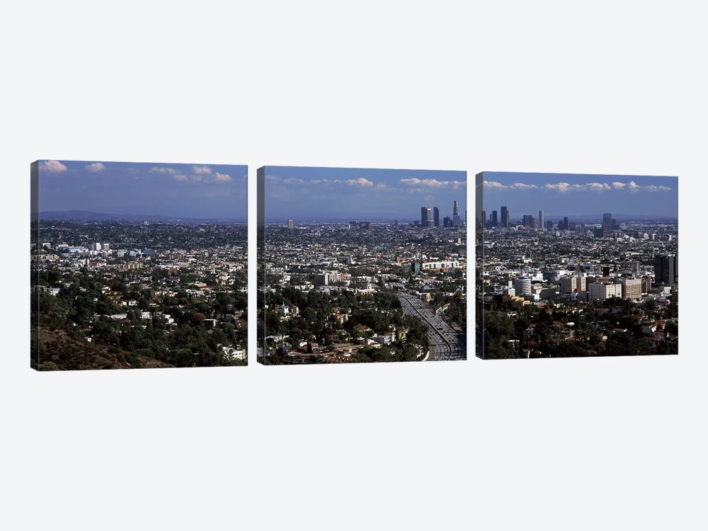 Buildings in a city, Hollywood, City Of Los Angeles, Los Angeles County, California, USA 2010 by Panoramic Images 3-piece Canvas Artwork