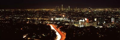 City lit up at nightHollywood, City of Los Angeles, Los Angeles County, California, USA by Panoramic Images canvas print