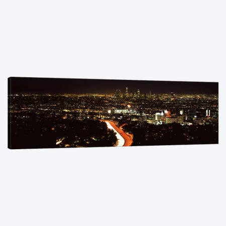 City lit up at nightHollywood, City of Los Angeles, Los Angeles County, California, USA Canvas Print #PIM8932} by Panoramic Images Canvas Art Print