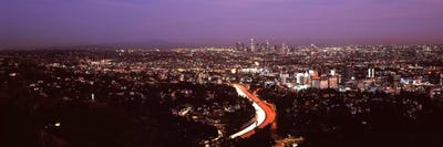 City lit up at night, City Of Los Angeles, Los Angeles County, California, USA 2010 by Panoramic Images framed canvas print