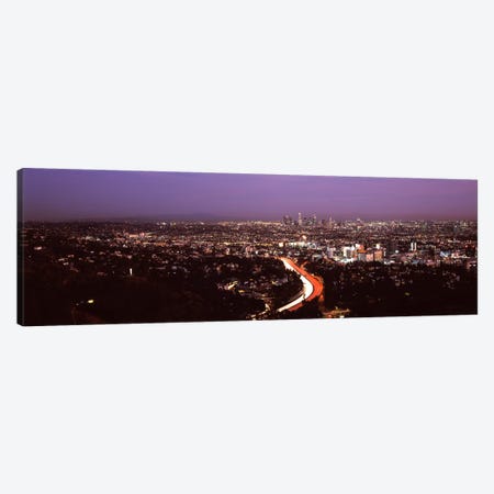 City lit up at night, City Of Los Angeles, Los Angeles County, California, USA 2010 Canvas Print #PIM8933} by Panoramic Images Art Print