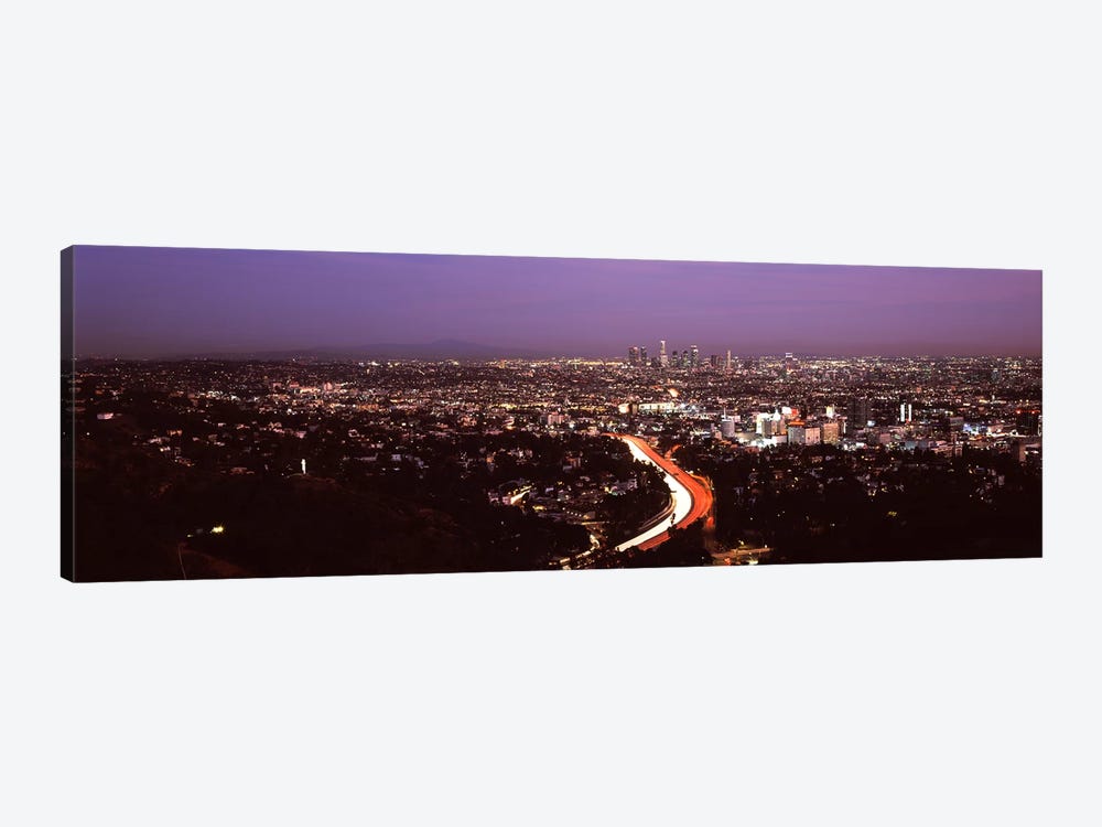 City lit up at night, City Of Los Angeles, Los Angeles County, California, USA 2010 by Panoramic Images 1-piece Canvas Print
