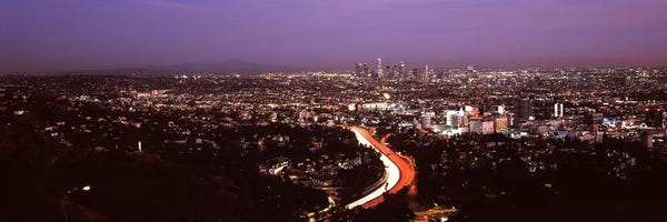 City lit up at night, City Of Los Angeles, Los Angeles County, California, USA 2010