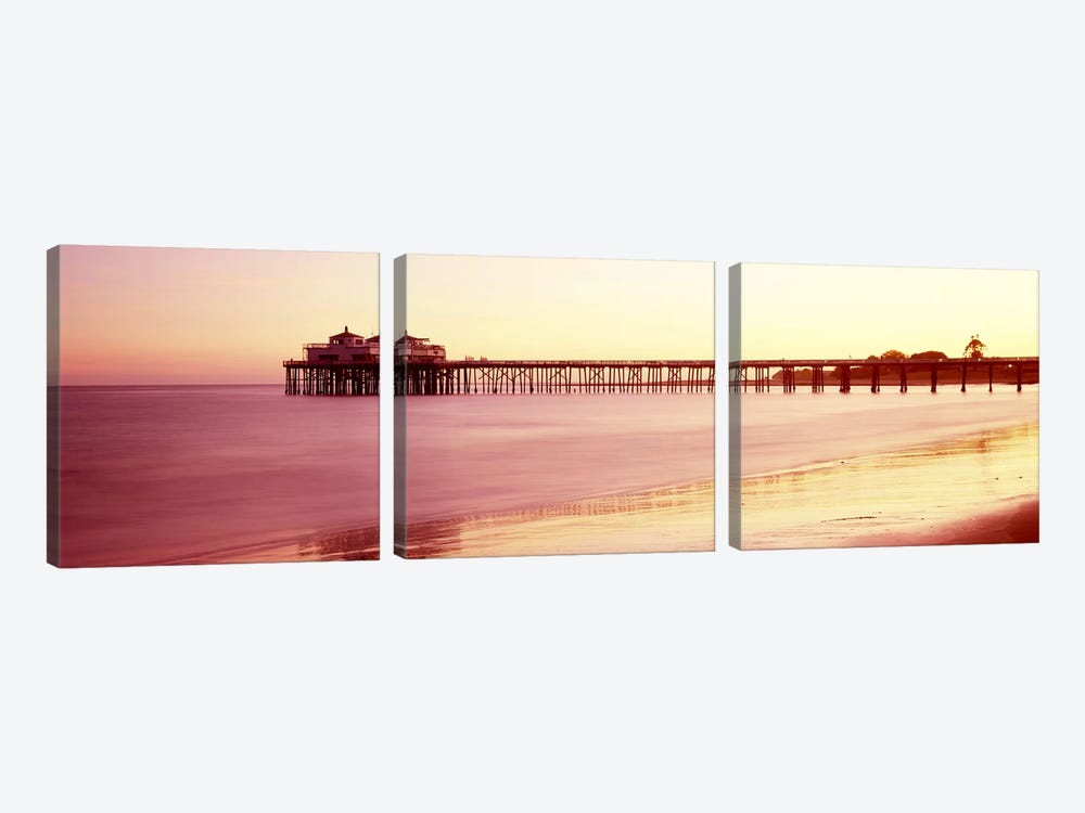 Pier at sunrise, Malibu Pier, Malibu, Los Angeles County, California, USA by Panoramic Images 3-piece Canvas Art