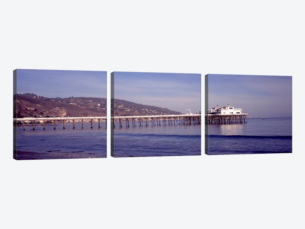 Pier over an ocean, Malibu Pier, Malibu, Los Angeles County, California, USA by Panoramic Images 3-piece Canvas Art Print