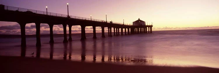 Silhouette of a pier, Manhattan Beach Pier, Manhattan Beach, Los Angeles County, California, USA by Panoramic Images wall art