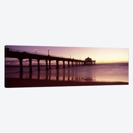 Silhouette of a pier, Manhattan Beach Pier, Manhattan Beach, Los Angeles County, California, USA Canvas Print #PIM8936} by Panoramic Images Canvas Wall Art