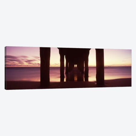 Silhouette of a pier, Manhattan Beach Pier, Manhattan Beach, Los Angeles County, California, USA #2 Canvas Print #PIM8937} by Panoramic Images Canvas Wall Art