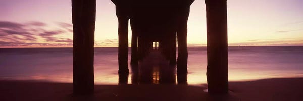 Los Angeles: Silhouette of a pier, Manhattan Beach Pier, Manhattan Beach, Los Angeles County, California, USA #2 by Panoramic Images
