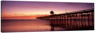 Silhouette of a pier, San Clemente Pier, Los Angeles County, California, USA Canvas Art Print - Lake & Ocean Sunrise & Sunset Art